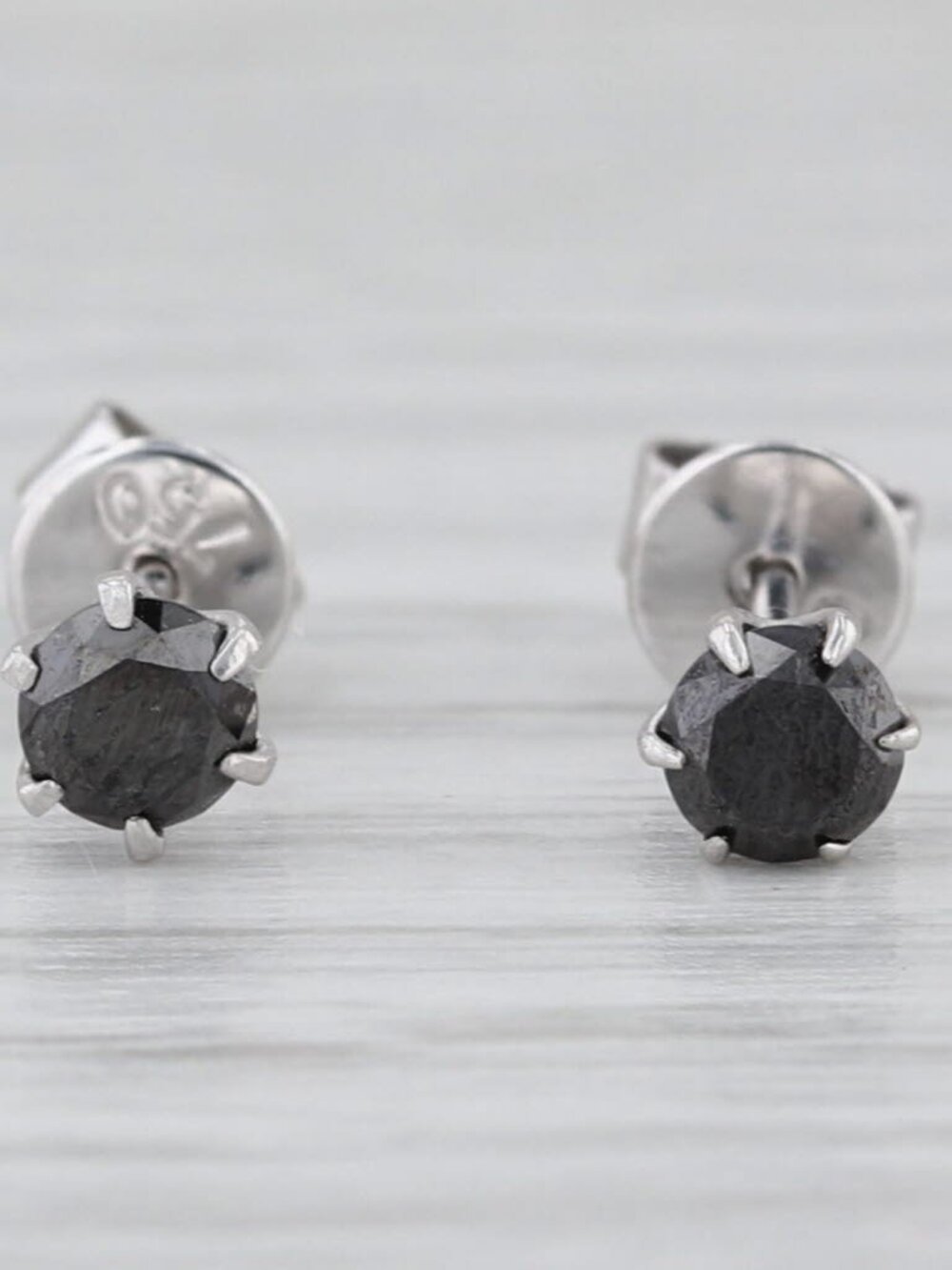 0.30ctw Black Diamond Stud Earrings 18k White Gold Round Solitaire Studs